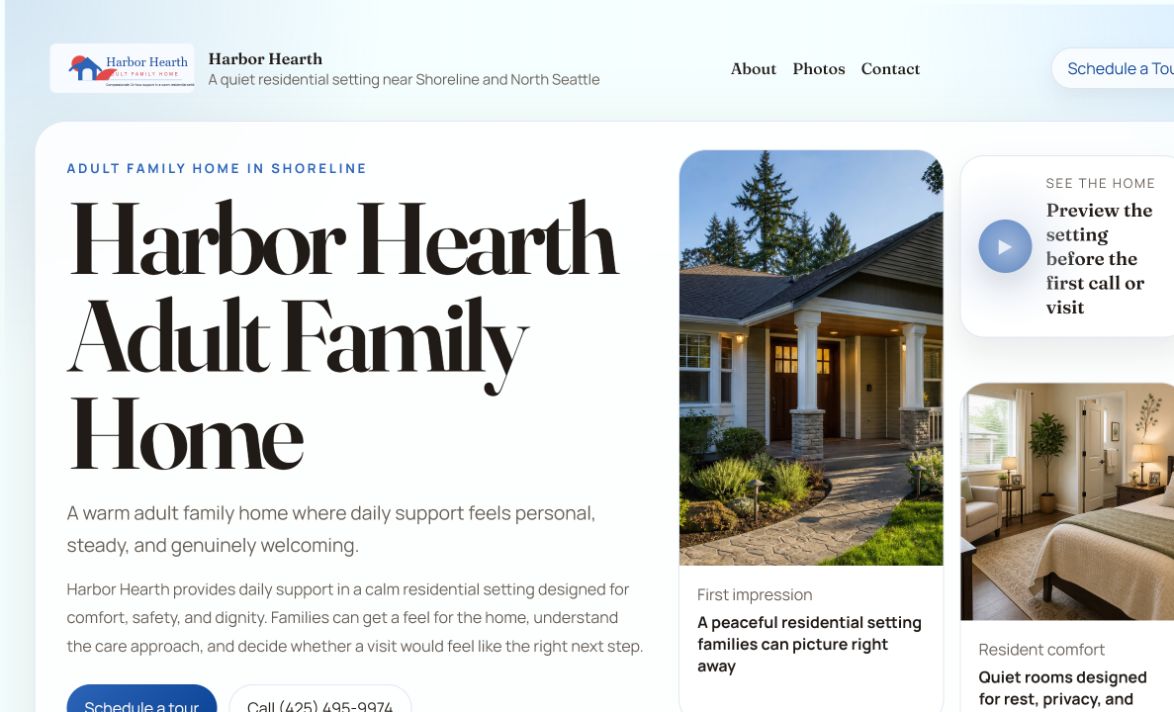 Adult home care website preview