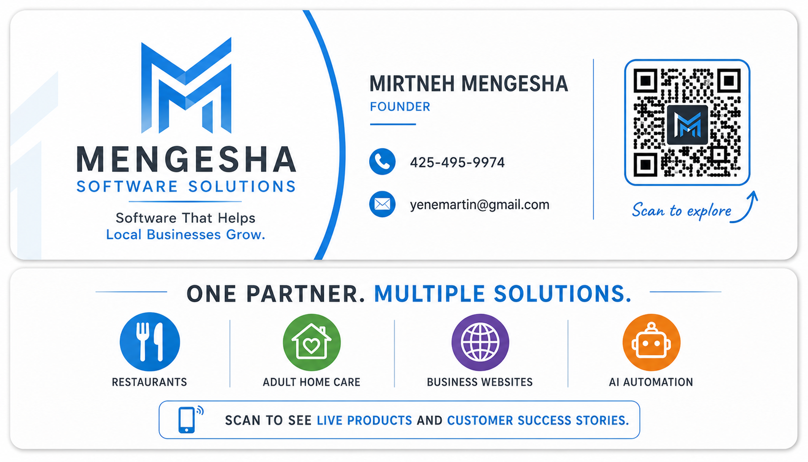 Mengesha Software Solutions business card